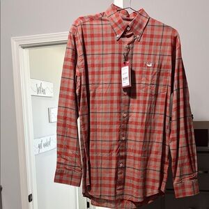 Southern Marsh Orange Plaid Button-Down Shirt